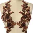 1 Pair Sew on Crystals Rhinestones Appliques Patches for Front Bodice Decoration Sewing Beaded Wedding Evening Dress Clothing Prom Costumes Crafts (Brown)