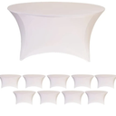 Banquet Tables Pro White, Case Pack of 10 72 Inch 6 Ft. Round Spandex Table Cover for Events, Wedding, Parties Washable and Wrinkle Resistant