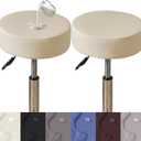 HFCNMY Stool Covers,2Pcs Stretch Waterproof PU Bar Stool Covers Round,Leather Bar Stool Seat Cover,Round Barstool Cover Slipcover with Elastic Bands for 15-18 in Large,Beige