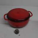 Lodge 6 Quart Enameled Cast Iron Dutch Oven with Lid  Dual Handles  Oven Safe up to 500 F or on Stovetop - Use to Marinate, Cook, Bake, Refrigerate and Serve  Island Spice Red
