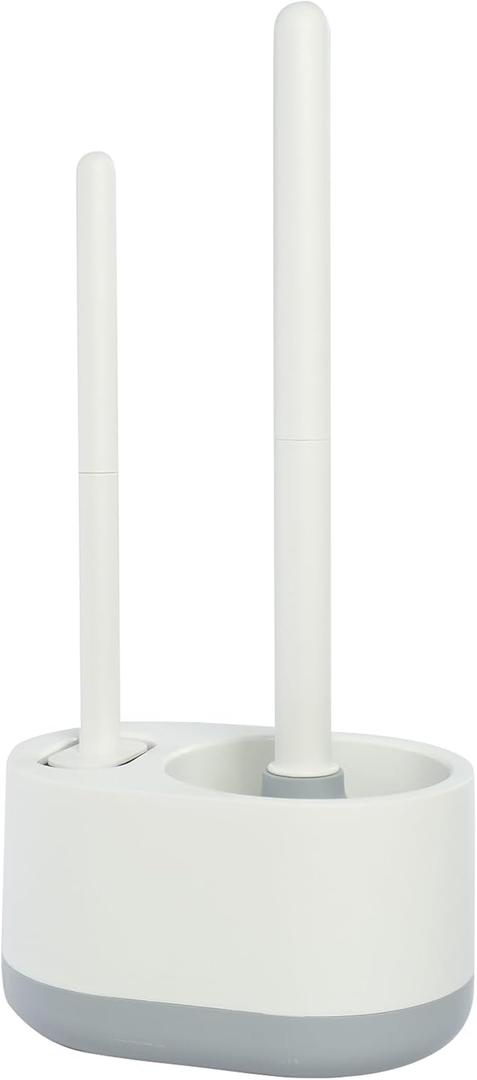 Silicone Toilet Brush Plunger Set, 2 in 1Toilet Bowl Brush and Holder Plunger Set, Plunger Toilet Brush Combo, Bathroom Toilet Brush, Toilet Brush Set, Toilet Scrubber and Plunger Set (Gray)