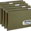 Blue Summit Supplies 50 Legal Size Hanging File Folders, 1/5 Cut Adjustable Tabs, 5 Tab Locations, Designed for Legal and Law Office File Organization, Standard Green, 50 Pack, Legal Size