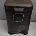 CEROELDA Small Trash Can with Lid-5L/1.3 Gal,Stainless Steel Outdoor Dog Poop Garbage Can-Farmhouse Retro Metal Waste Bin w/Step Pedal for Bathroom Bedroom Office-Soft Close-Brown