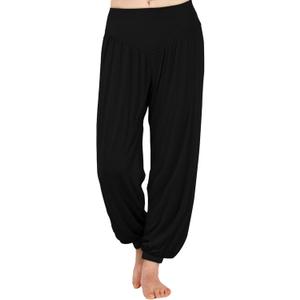 AvaCostume Women's Modal Yoga Pants Loose Harem Pants Soft Pilates Dance Joggers Lightweight Lounge Pajama Bottoms (Black, L)