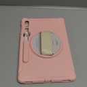 Junfire Protective Case for Samsung Galaxy Tab S9 Plus/S8 Plus/S7Plus/S7FE/S9 FE Plus, 12.4'' Tablet Cover with Kickstand, Hand Strap, Stylus Holder, Pink