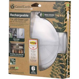 Good Earth Lighting RE1110-SIL-07LF2-G Rechargeable Lithium Battery LED Motion-Activated 7-Inch Round Closet Light - Silver - 25W Incandescent Equivalent - 4000K - Motion Sensing up to 15 ft 