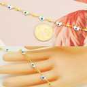 PAMIR TONG Handmade Turkish Evil Eye Beaded Link Chain with Golden Plated Brass Findings for Bracelet Necklace Glass Mask Decoration Shoes Clothes Jewelry Making (CC49)