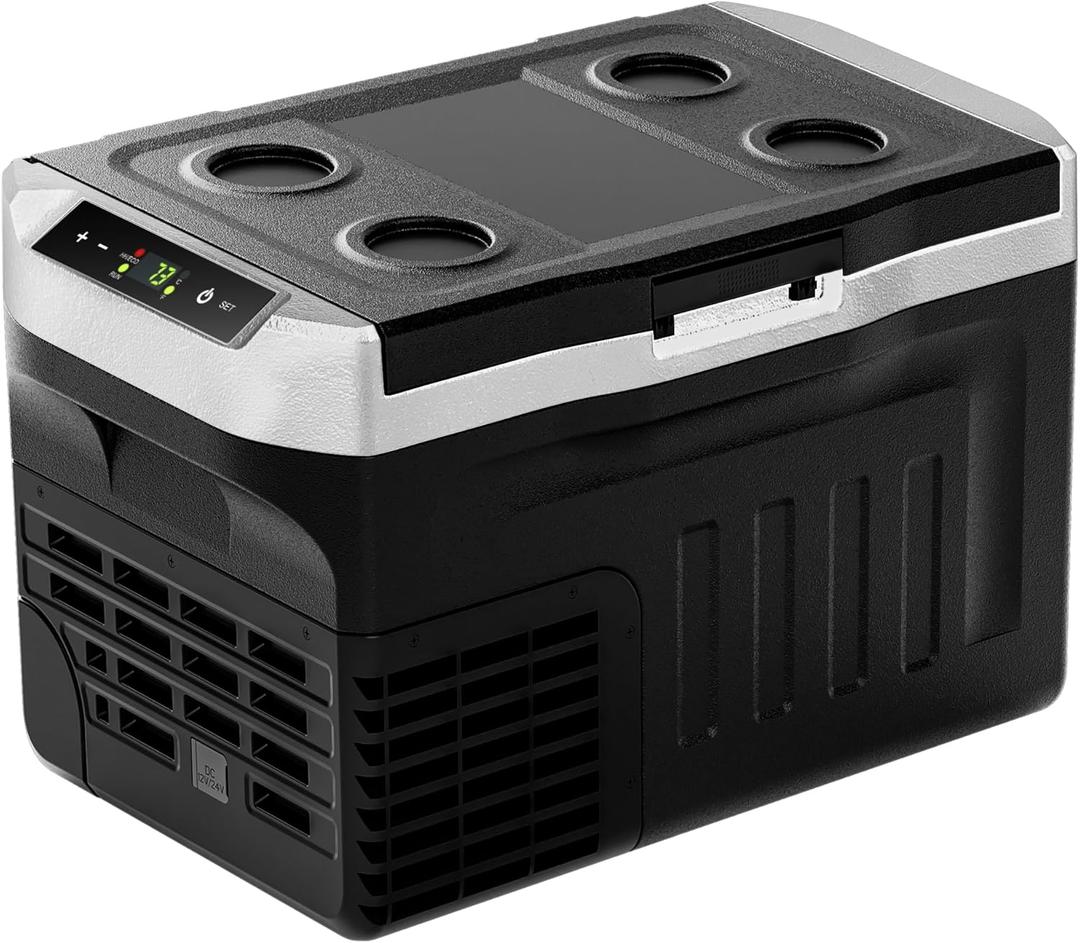 EUHOMY 12 Volt Refrigerator, 22QT(21L) 12V Cooler, Compressor Electric Cooler -4~68, 12V Fridge 12/24V DC 110-240V AC, Portable Freezer for Camping, Travel, Truck, Home