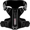 BARKBAY Dog Harness No Pull with ID Tag Pocket - Heavy Duty, Reflective, Easy Control for Large Dogs (Black,M) (Medium(Chest:22-27"))