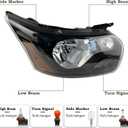 Pair Headlight Assembly Fit for 2015-2020 Ford Transit 150 250 350 Halogen Head Lamp Black Housing Left Driver and Right Passenger Side CK4Z13008G FO2503357 CK4Z13008F FO2502357