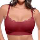 FeelinGirl Bras for Women No Underwire Lace Bralettes Wireless Full Coverage Seamless Bra Comfortable Everyday Bras No Padded (X-Large, Deep Mahogany)