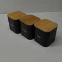 Juvale Coffee Tea Sugar Container Set - Black Iron Kitchen Canister Set with Bamboo Lids (3 Pieces, 48 oz)