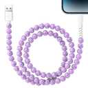 2 x HianDier for iPhone Charging Cord [MFi Certified] 3.3 FT for iPhone Charging Cable 3A Stylish Turquoise Bead USB to iPhone Cable Compatible with iPhone 14 13 12 11 Pro Max XS XR 8 7 6s Plus-Purple