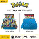 Pokmon Pikachu Full Size Bedding Set Kids Bedding Super Soft Cozy Reversible Comforter and Sheet Set with Sham, 7 Piece Full Size, (Officially Licensed Product) by Franco