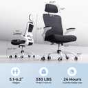 Ergonomic Office Chair for Long Hours, Adjustable Padded Lumbar Support for Lower Back Relief, 330 lb Capacity, Comfortable Computer Desk Chair for Home Office, Work & Study, Medium