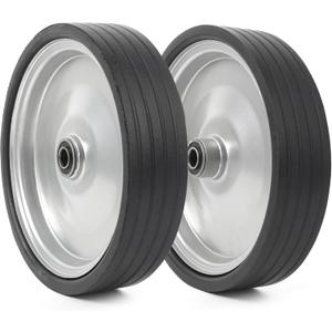 AR-PRO (2-Pack) 10"x2.2" Flat Free Solid Rubber Replacement Tires  10 Inch Solid Wheels for Hand Trucks, Dollies, Utility Carts, and Wheelbarrows with 2.2" Offset and 5/8" Axle Hole