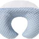 DONOMILO Nursing Pillow and Positioner Breastfeeding and Bottle Feeding, Propping Baby, Tummy Time, Sitting Support for Baby Boy Baby Girl, with Removable Dots Cover (Blue)