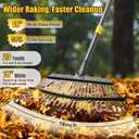 Garden Rake for Leaves: 18 Wide Metal Leaf Rake, 65 Long Adjustable Handle, Heavy Duty 25 Teeth, Fast Kids Women Large Lawn Yard Garden Leaf Cleanup Gardening Rakes: Grass,Debris,Pine Needles Pick