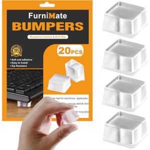 Rubber Feet for Cutting Board, 20PCS Rubber Bumpers Self Adhesive, Clear Rubber Bumper Pads, Square Adhesive Bumper Pads for Speakers, Laptop, Appliances 0.78" x 0.38"