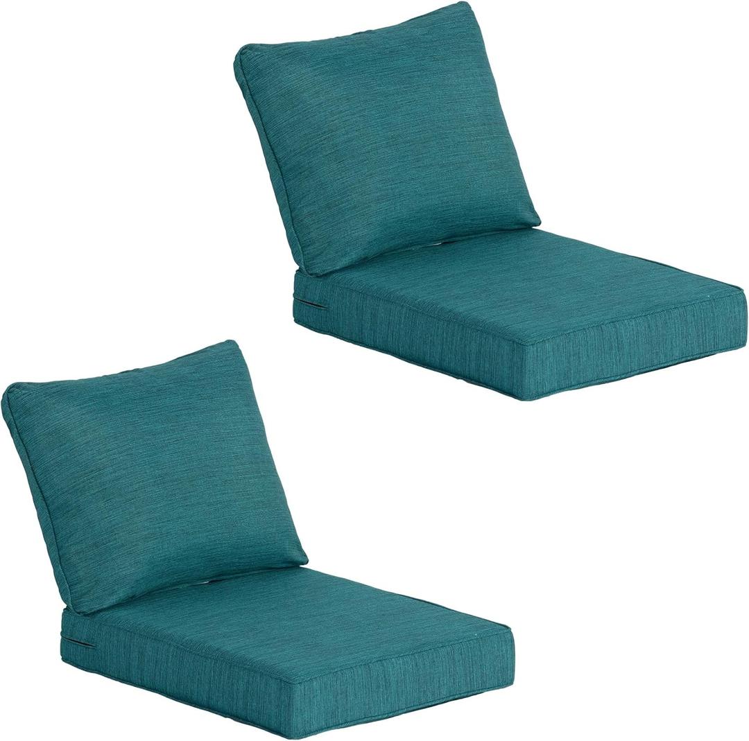 24"x27.5" Outdoor Deep Seat Patio Cushions Set of 2, Deep Seat Bottom Resilient Foam Filling Water-Resistant Stain-Resistant UV Resistant Weather Resistant with YKK Zippers, Malachite