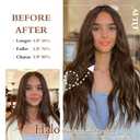 Halo Hair Extensions 24 Inch Invisible Wire Hair Extensions Adjustable Long Wavy Hairpiece Synthetic Upgrade 4 Secure Clips in Hairpieces 24 Inch, Medium Brown