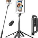 M MYBAT PRO Selfie Ring Light with 72" Tripod Stand - Extendable Selfie Stick with Light for Phone, Live Streaming, Makeup, Travel, Gaming, Video, Includes Phone Holder& USB-C Powered
