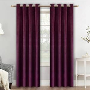 Dark Purple Velvet Curtains 84 inches Long Grommet Blackout Curtains for Bedroom Light Blocking Thermal Insulation Drapes Set of 2 Panels 38”x 84” Dark Purple Velvet Curtains 84 inches Long Grommet Blackout Curtains for Bedroom Light Blocking Thermal Insulation Drapes Set of 2 Panels 38”x 84”