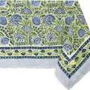 ATOSII Amara 100% Cotton Rectangle Fall Tablecloth, Handblock Floral Linen Table Cloth for Kitchen Dining Table I Parties Weddings Christmas I Fall Home Decor 60 X 108 Inches I 8 Seater