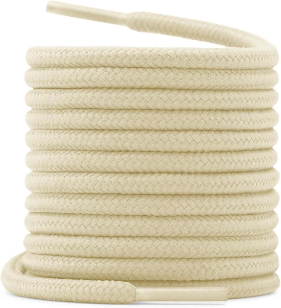 DELELE Round Shoelaces for Athletic Boot: Hiking Shoe Laces for Men&Women 2 Pair (31 inch (80CM), 07 Beige)