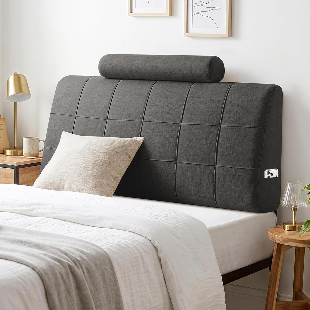 Twin Headboard with 1 Headrest, Memory Foam Upholstered Headboard