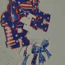 Bow Patriotic Happy Birthday Banner,4th/Fourth of July Decorations, Red White and Blue Independence Day Birthday Garland, Memorial Day Decorations for Indoor Outdoor