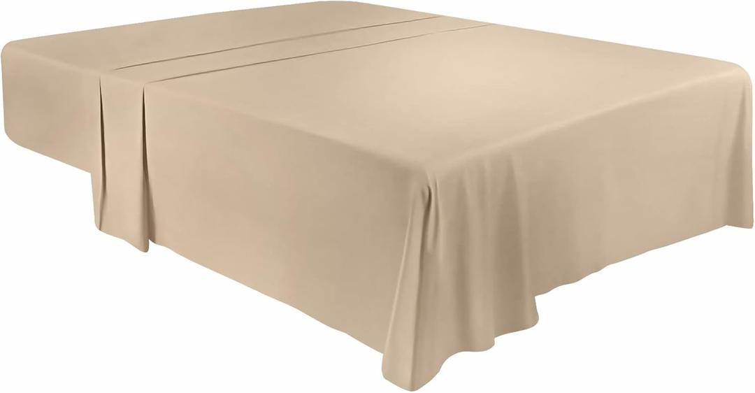 Utopia Bedding Flat Sheet - Soft Brushed Microfiber Fabric - Shrinkage & Fade Resistant Top Sheet - Easy Care - 1 Flat Sheet Only (King, Beige)