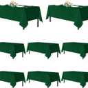 Sancua Tablecloths for 6 Foot Rectangle Tables, 8 Pack - Washable Polyester Fabric Table Cloth for Christmas Party, Birthday, Banquet Reception, 54x108 Inch Hunter Green