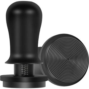 PUSEE 58.5mm Espresso Coffee Tamper with Double Spring Calibrated, Handle Tamper 30lbs Pressure with Titanium Coating Stainless Steel Ripple for Espresso Machine Accessories 58.5mm Tamper, Black