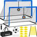 Kids Soccer Goal, Soccer Goals for Backyard Set of 2, 5x3.6ft Portable Soccer Goal Pop Up Soccer Net Training Equipment with Targets for Kids Age 3-5 6-8 8-12 10-12 Outdoor Yard Games (Blue)