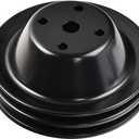 Black Steel Long Water Pump Pulley 2 Groove 6.25" OD Compatible with SBC Small Block Chevy