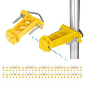 50 Pcs Tube Post Insulator, Electric Fence T Post Round Pipe Insulators for Electric Fence Wire for Chain Link Square or Round Tubing, Yellow