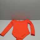 SUUKSESS Women Off the Shoulder Long Sleeve Bodysuit Double Lined Thong Bodysuit (Large, Red)
