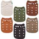 ALVABABY Baby Cloth Diaper 6 Pack with 12 Inserts One Size Cloth Diaper Covers Adjustable Washable Reusable for Baby Girls and Boys