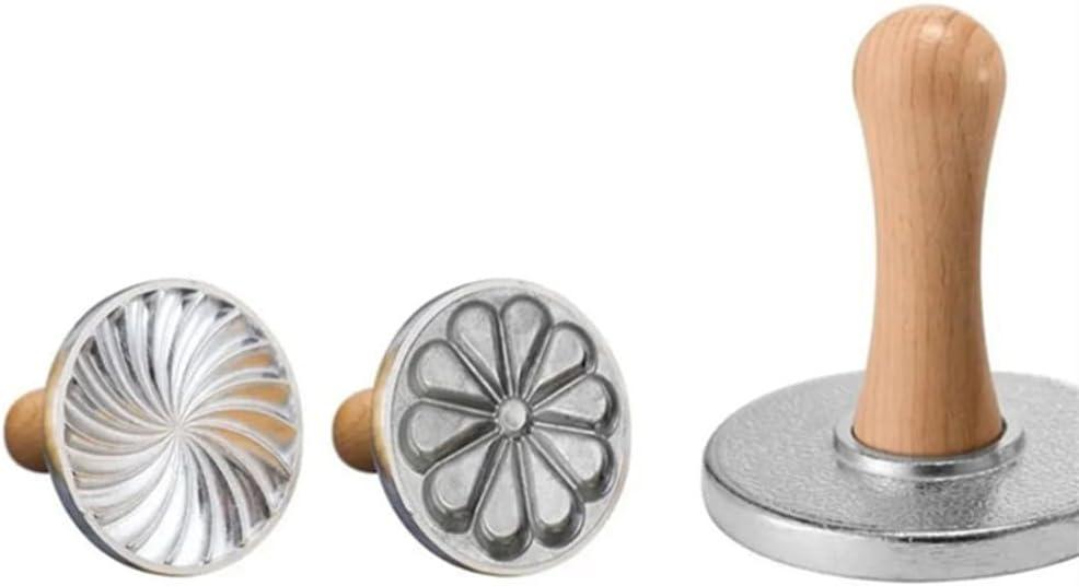 2 Pcs Cookie Stamps, Metal Cookie Press Cutter Mould with Wooden Handle, Cookie Decorating Supplies for DIY Baking, Cake, Pastry