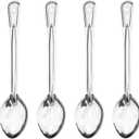 Slotted Serving Spoon - Large Spoon with Holes for Draining - Perforated Spoon of Stainless Steel with Long Handle for Strain Food, 6 Pcs