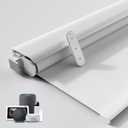 Grandekor No-Drill No Tools Motorized Blinds with Remote | 35.5x72 White Electric Blackout Smart Roller Shade/APP/Voice Control-for Home Office, Living Room