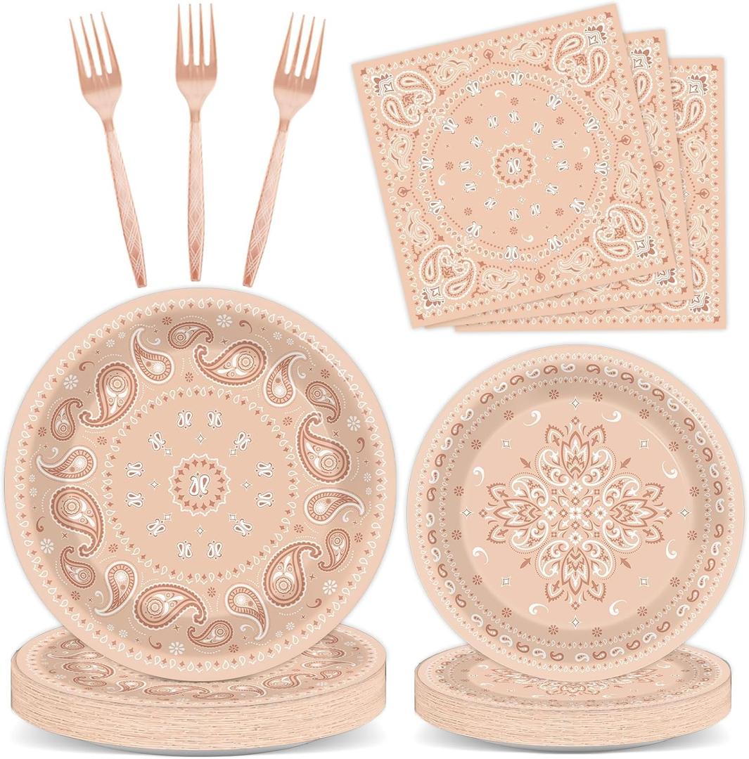 gisgfim 100Pcs Western Bandana Party Decorations Supplies Pink Paisley Plates and Napkins Farm Cowboy Cowgirl Paper Dinnerware Tableware Set for Rodeo Baby Shower Wild West Birthday Serves 25 gisgfim 100Pcs Western Bandana Party Decorations Supplies Pink Paisley Plates and Napkins Farm Cowboy Cowgirl Paper Dinnerware Tableware Set for Rodeo Baby Shower Wild West Birthday Serves 25