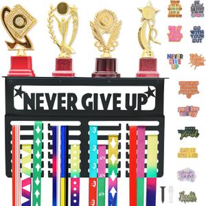 BELLE VOUS Never Give up Medal Hanger with 6 Rows in Black