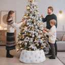 LIHAO Christmas Tree Collar with Snowflake Sequins Pattern, 24'' Christmas Tree Skirt Tree Base Cover Collar Stand, Xmas Tree Ring for 3ft 4ft 5ft 6ft Artificial Trees Festival Home Decor