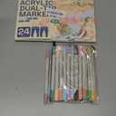 ARTISTRO 24 Pastel Dual-Tip Acrylic Paint Markers - Brush + Fine Tip Combo - Multi-Surface Paint Pens in Soft Colors