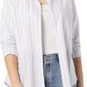 Amazon Essentials Women's Regular-Fit Long-Sleeve Button-Down Poplin Shirt, Business Casual, Office Work, Lilac White Variegated Stripe, XX-Large