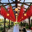 Artificial Wisteria Hanging Flowers Fake Wisteria Flower Garland Silk Vines Rattan Decor for Home Wedding Arch Wall Garden Greenery Bedroom Outdoor Office Party Decoration (48, Red)