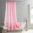 Ruffled Pink Modern Polyester Fabric Shower Curtain,Solid Waterproof Decoratived Farmhouse Shower Curtains for Bathroom,72" W x Extra High 78" L