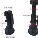 Black Furniture or Cabinet Leveler Legs - Support 330 Lb. per Leg - Adjusts from 3 7/8" to 5 3/8" - 12 Pack